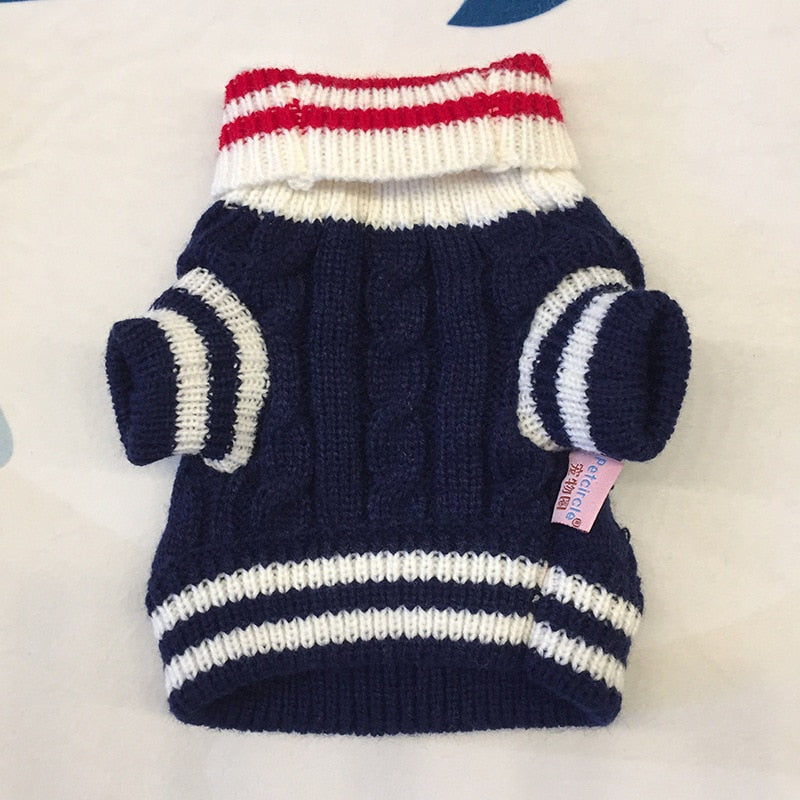 Striped Bowknot Knited Cat Dog Sweater