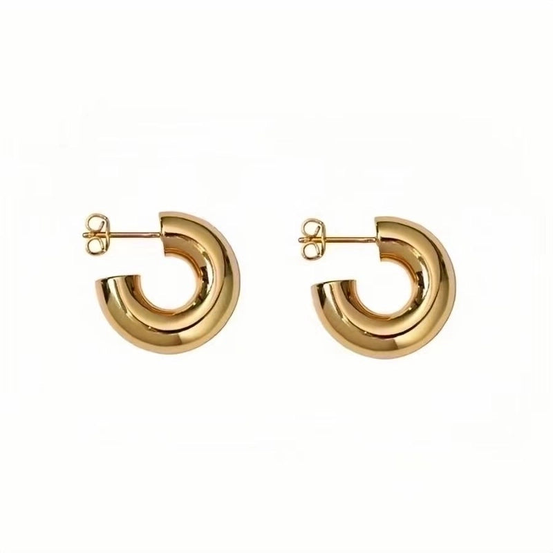 1 Pair Minimalist C Shape Plating Stainless Steel 18k Gold Plated Ear Studs