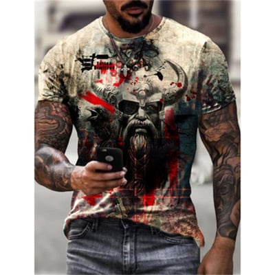 Viking warrior print T-shirt