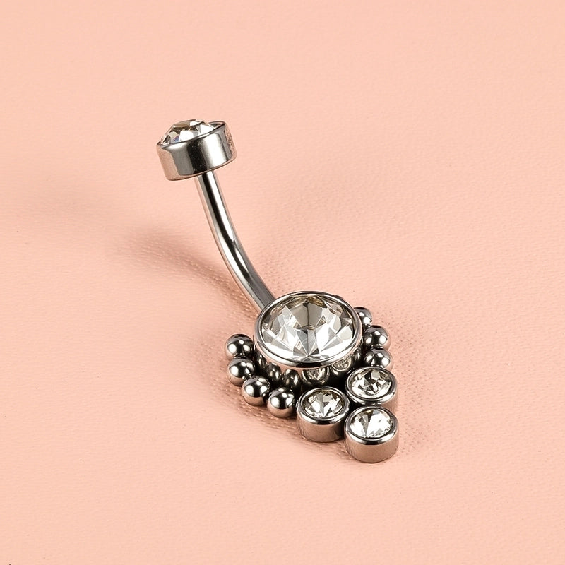 1 Piece Belly Rings Minimalist Classic Style Solid Color 302 Stainless Steel 316 Stainless Steel  Polishing Rhinestone Inlay Diamond Belly Rings