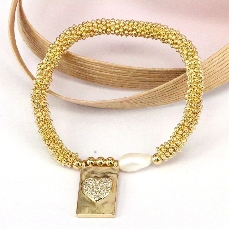 Elegant Vintage Style Luxurious Cross Star Heart Shape Copper 18k Gold Plated Zircon Bracelets In Bulk