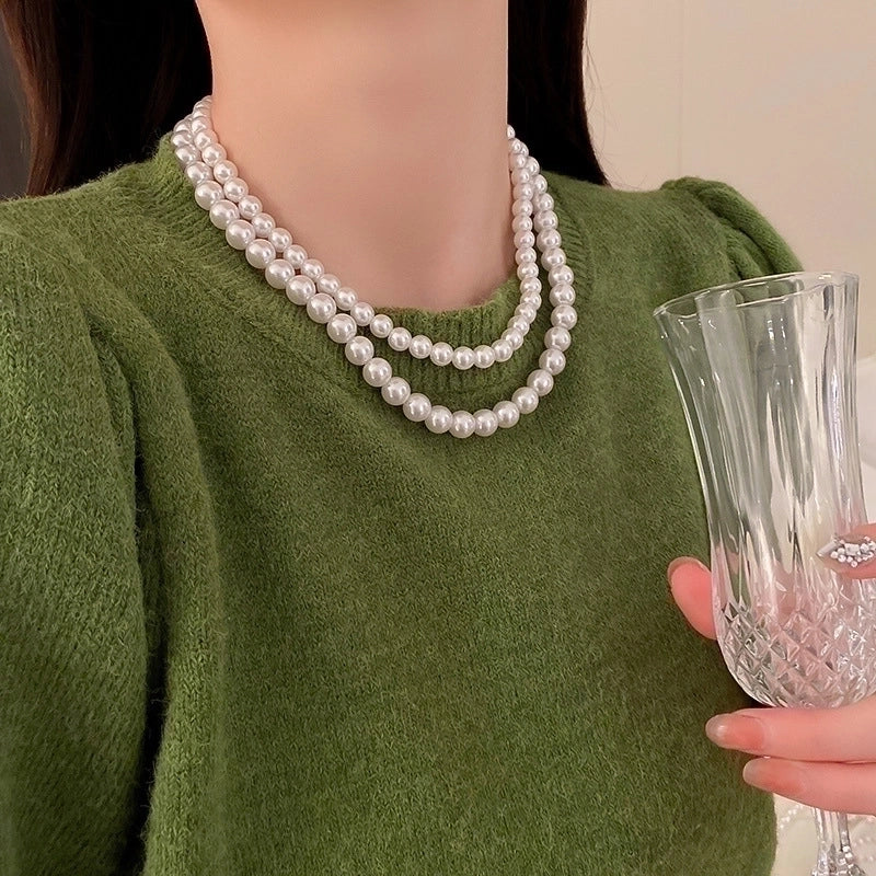 Round Pearl Plating Women's Necklace
