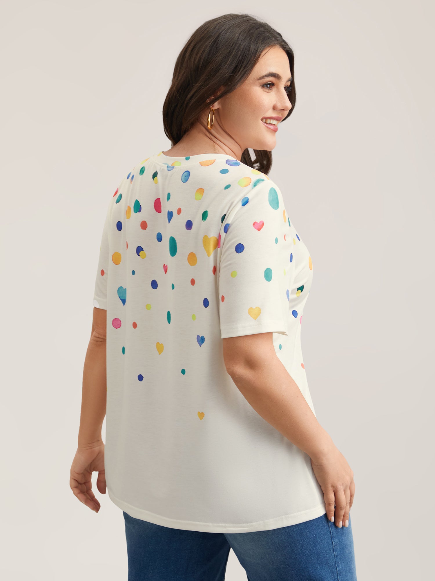 Geometric Print Crew Neck Fitted T-Shirt