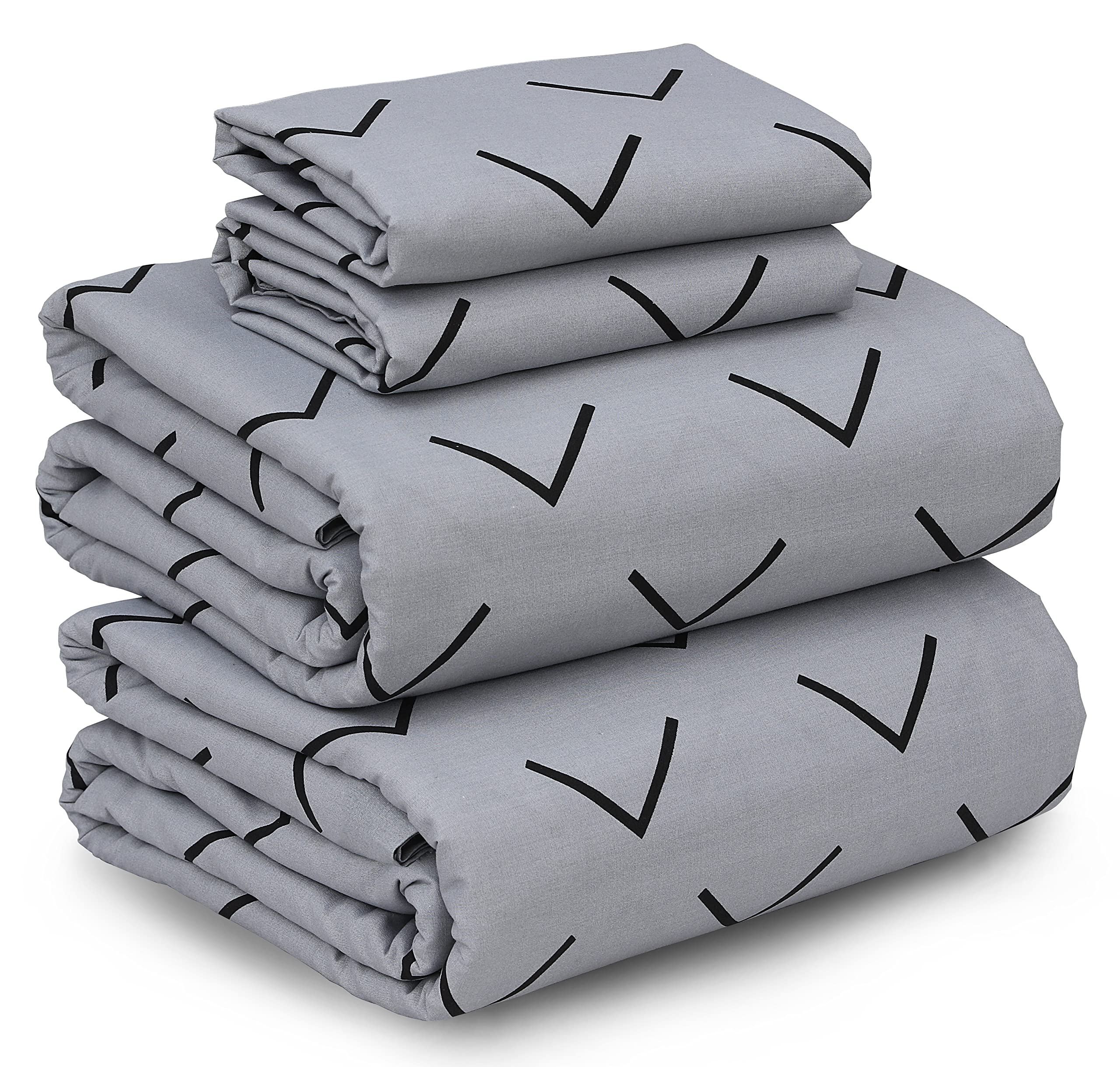 [Arrow Down]100% Cotton Sheets - Soft & Breathable Sheet Set - 4 Pieces