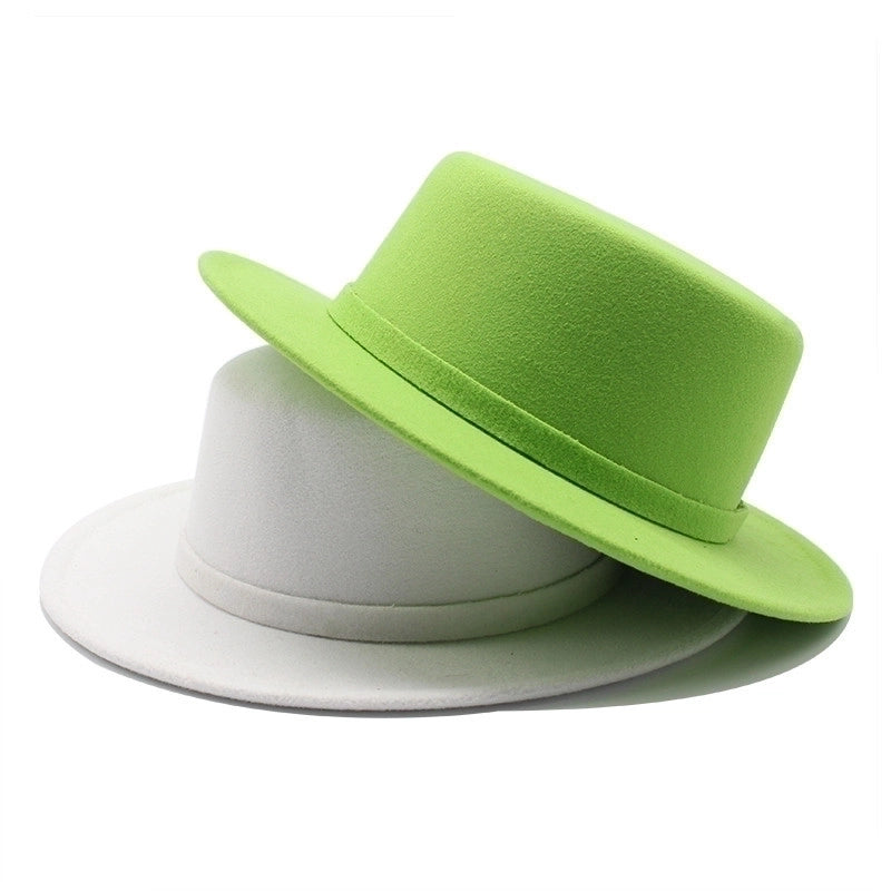 Unisex Fashion Solid Color Embroidery Big Eaves Fedora Hat