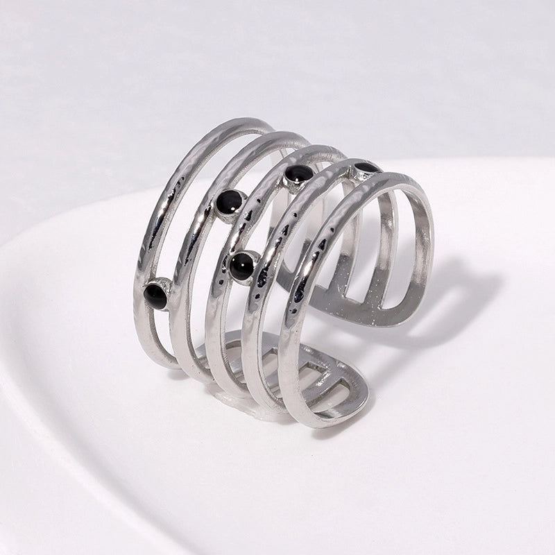 304 Stainless Steel 18K Gold Plated Elegant Retro Plating Geometric Leaf Heart Shape Open Rings