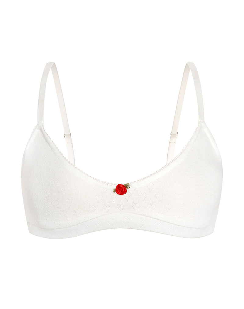 Yanas Bra in Pointelle Ivory with Frill Trim