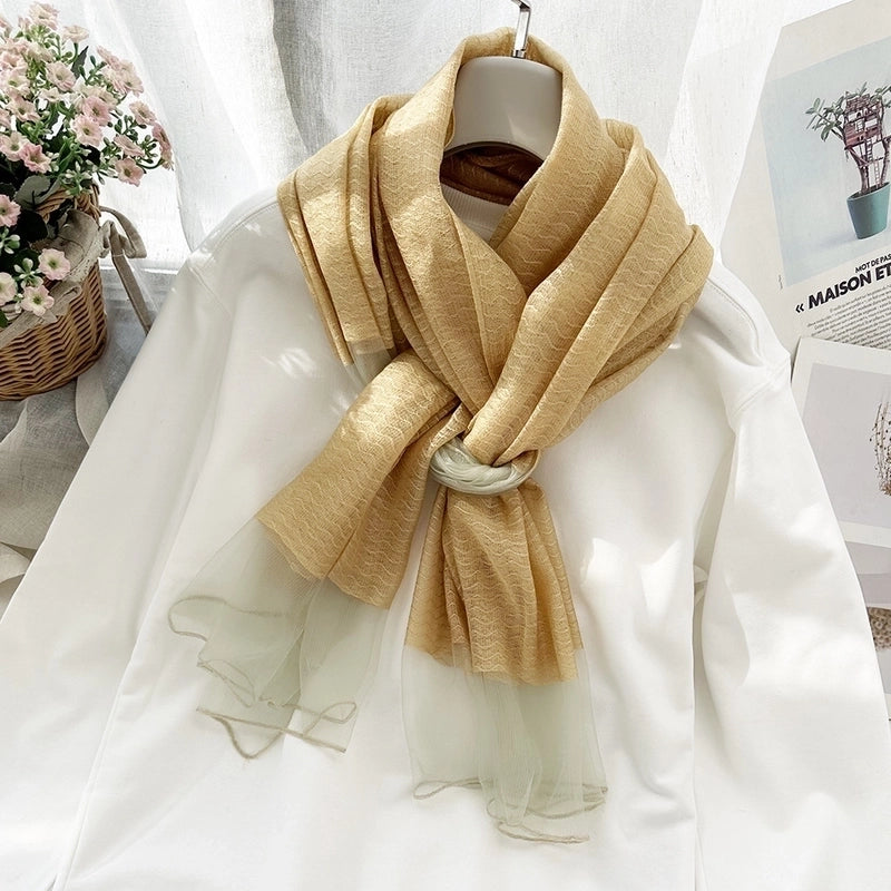 Women's Elegant Sweet Color Block Silk Silk Scarf