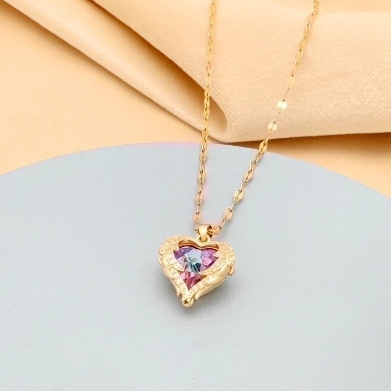 Stainless Steel Fashion Gold Plated Heart Shape Pendant Necklace