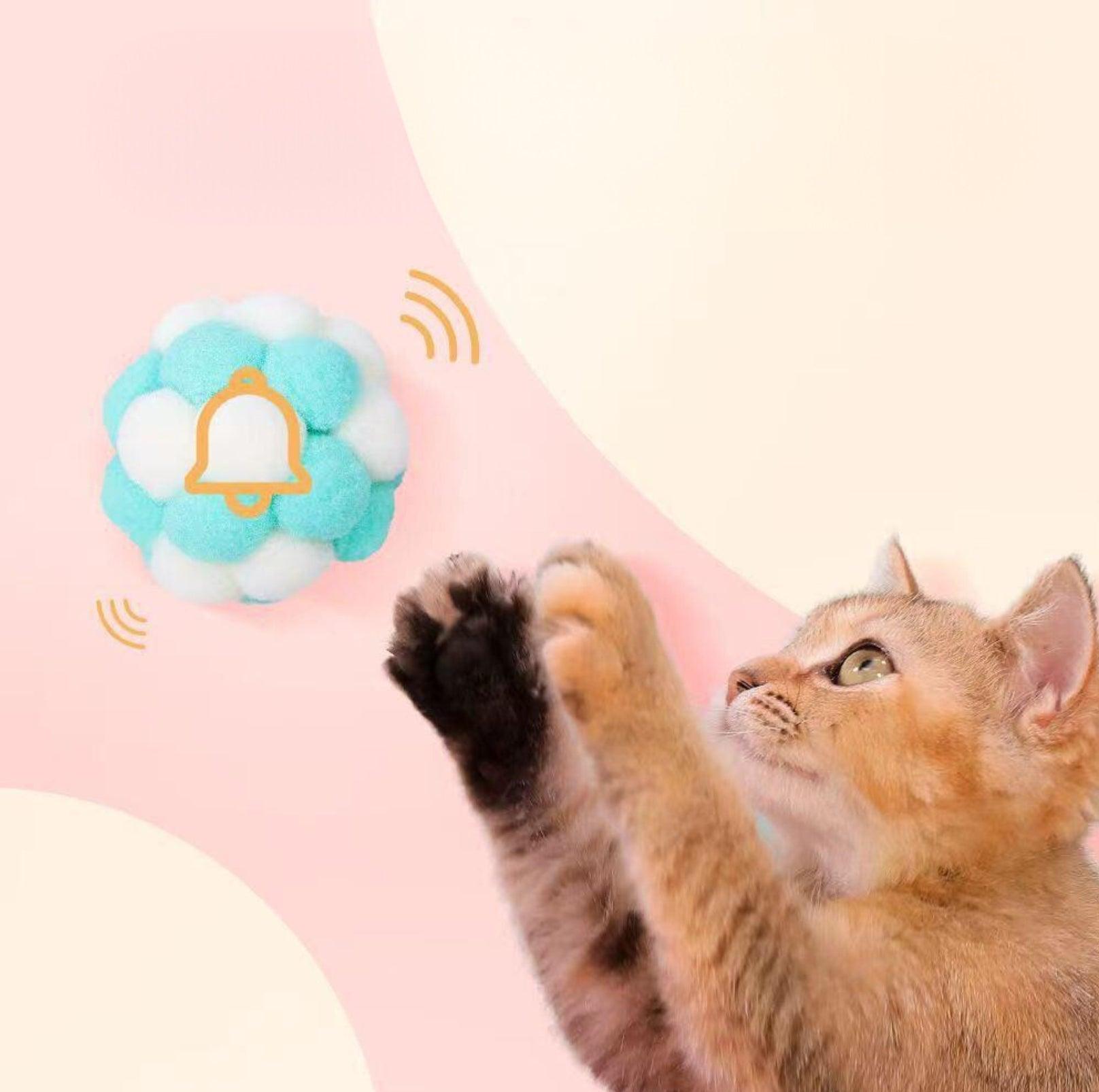 Colorful Plush Ball Cat Toys- Interactive Fun with Bells & Elastic