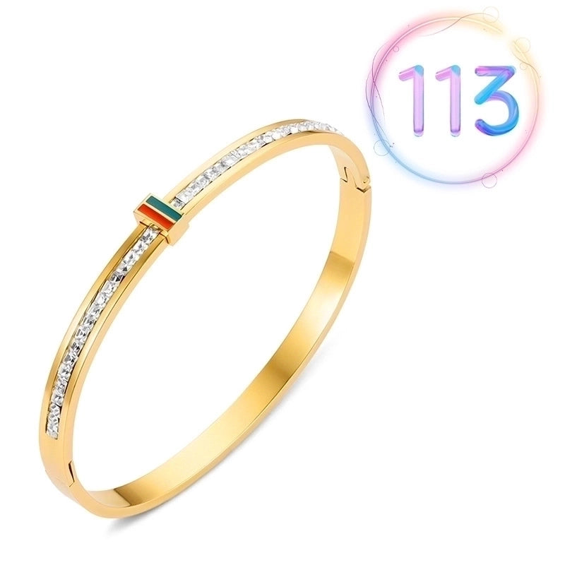 2 Pieces Fashion Geometric Stainless Steel Plating Zircon Bangle
