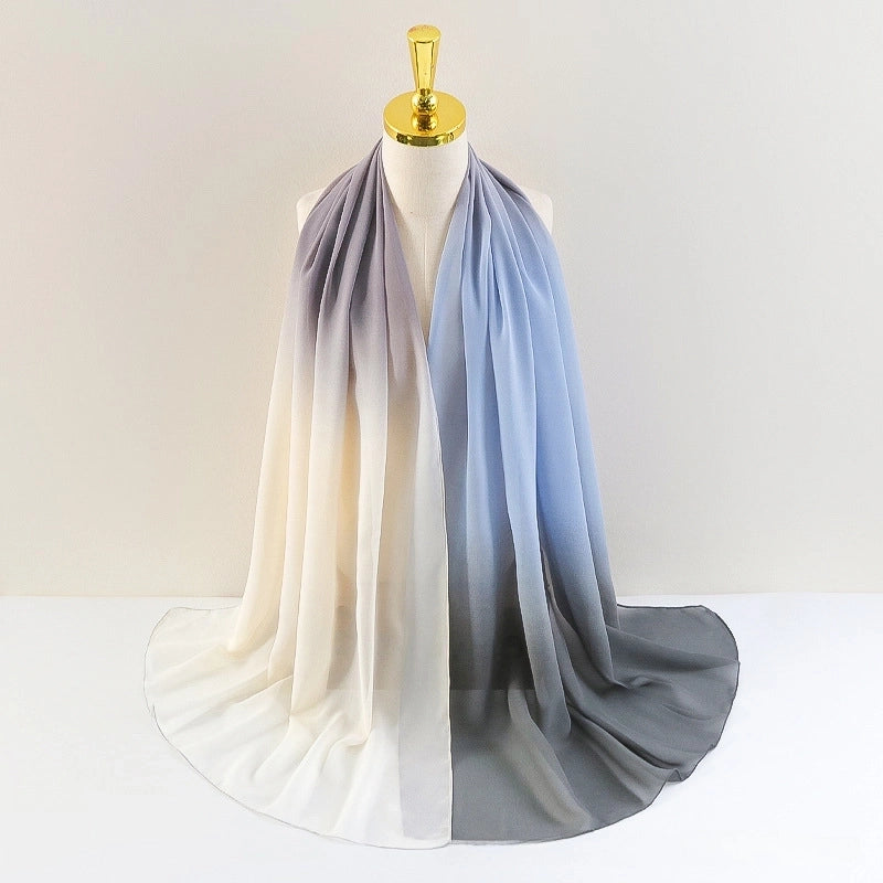 New 75D Chiffon Scarf Spring Long Scarf Gradient Scarf Spring And Autumn Building Season Scarf Women Factory