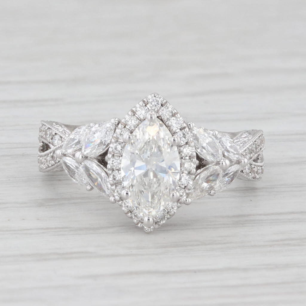 Neil Lane 1.34ctw Marquise Halo Engagement Ring 14k White Gold Size 4.25