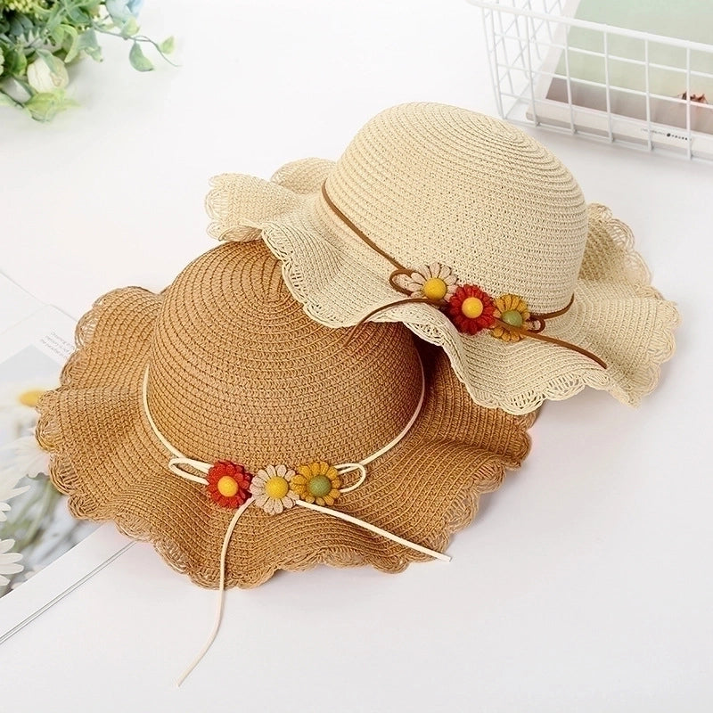 Girl's Cartoon Style Cute Flower Straw Hat