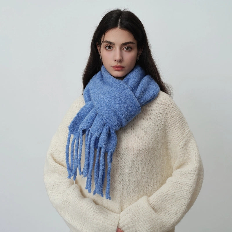 Women's Elegant Business Basic Solid Color Artificial Wool Wool Blend Tassel Scarf