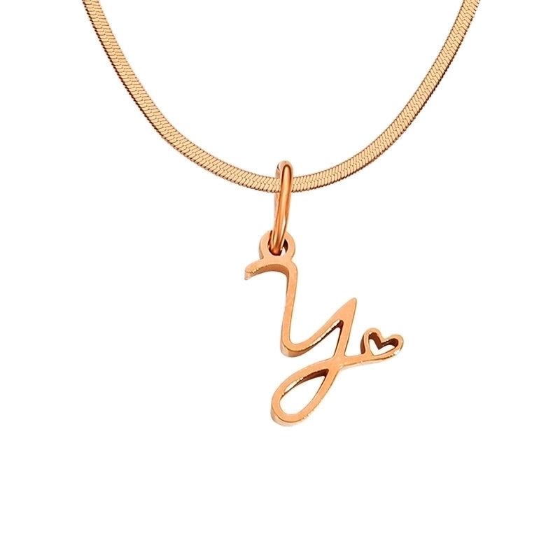 Stainless Steel Titanium Steel 14K Gold Plated Minimalist Plating Letter Heart Shape Pendant Necklace