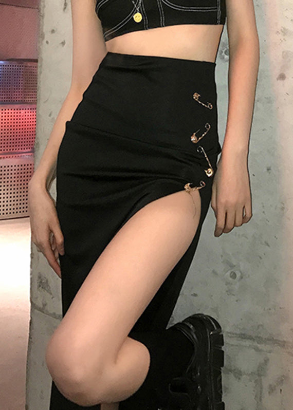 Modern Black High Waist Patchwor Skirts