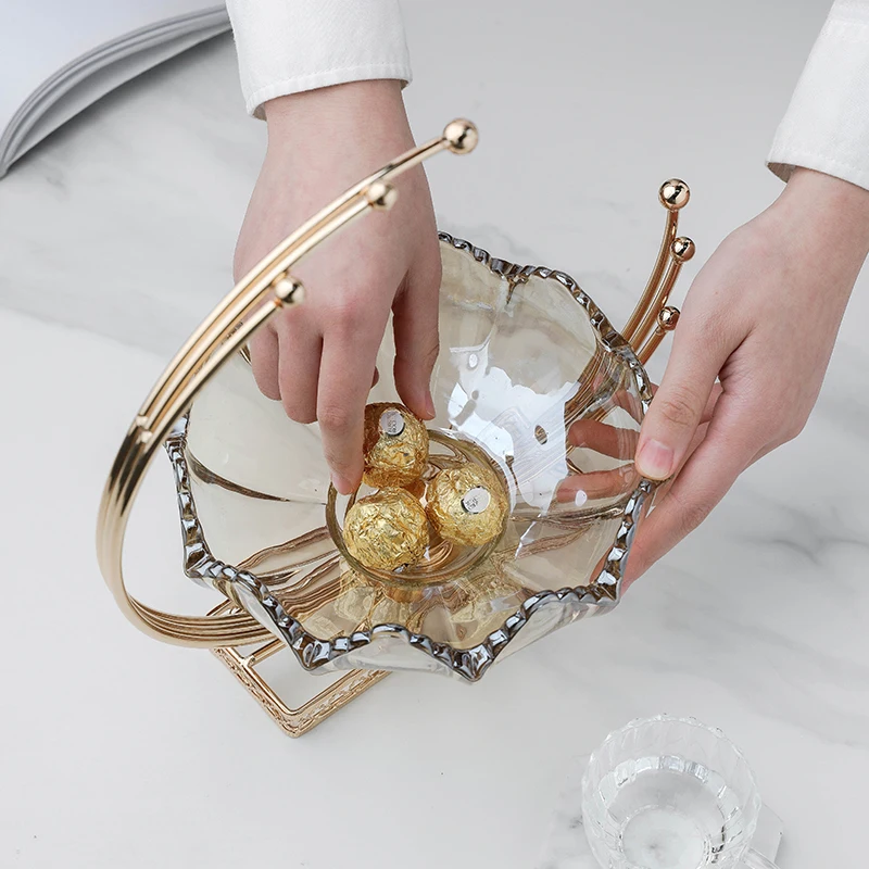 Home Decor Crystal Glass Modern Nordic Living Room House Metal Trays Gold Luxury Other Decoration Home Table Decor For Home