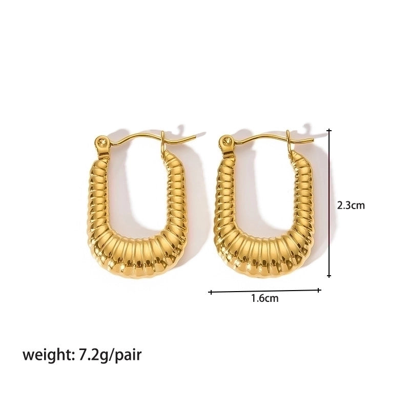 1 Pair Modern Style Round Heart Shape 304 Stainless Steel 18K Gold Plated Hoop Earrings