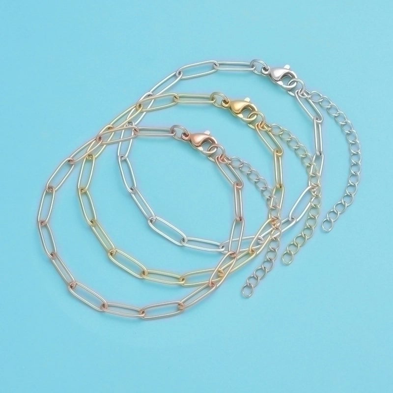 Minimalist Classic Style Solid Color Stainless Steel 18K Gold Plated None Bracelets In Bulk