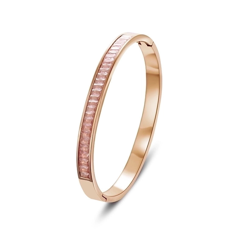 Retro Round Titanium Steel Inlay Zircon Bangle