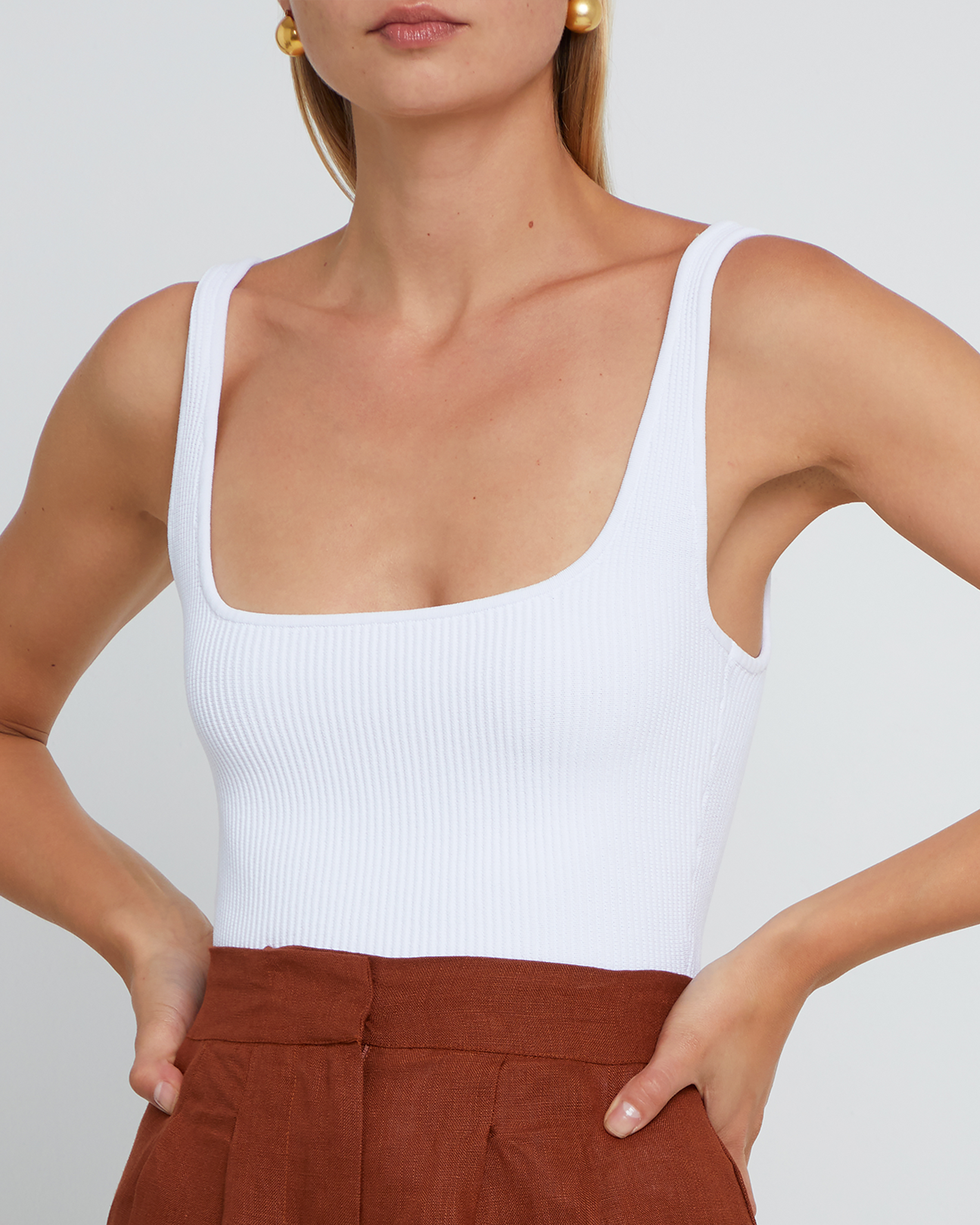 Sculpting Knit Squareneck Tank