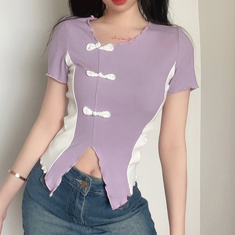 Purple Irregular Short Sleeve
