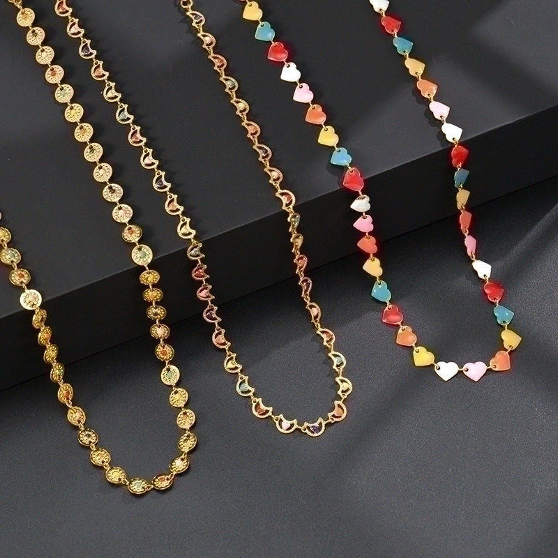 304 Stainless Steel 18K Gold Plated Fashion Plating Geometric Necklace