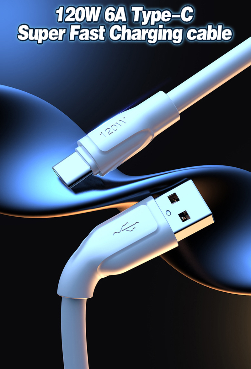 Upgrade Extra Thick 120W 6A (Extemely Fast) Charging Cable Type C,iPho