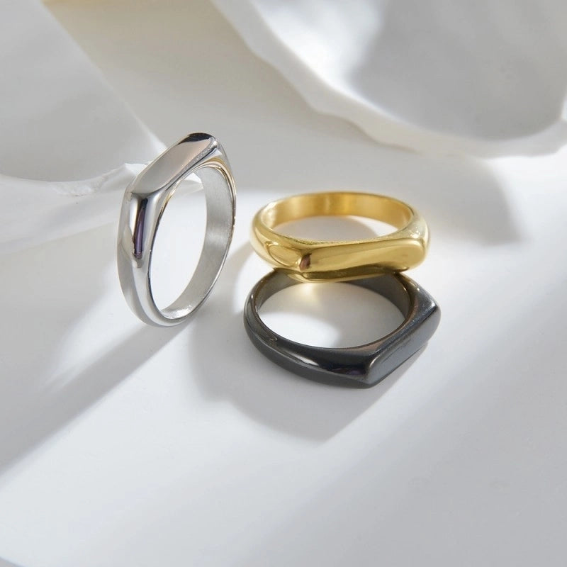 Hip-Hop Retro Solid Color Titanium Steel Plating Rings