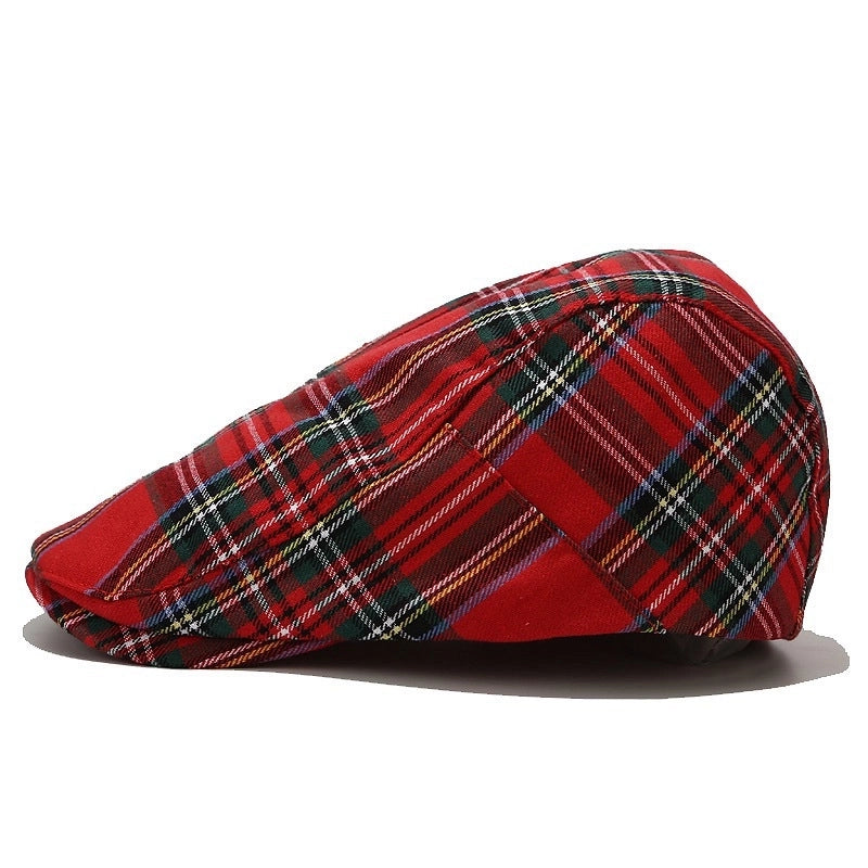 Beret Women's Trendy Korean-style Plaid Cap Men's Sunscreen Sun Hat Outdoor Casual Plaid Forward Hat