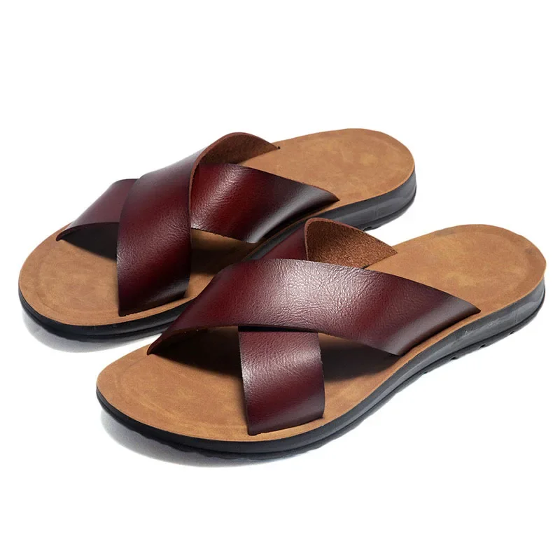 Cricsball mules Men's Slippers Summer  Large Size Outdoor Beach Casual Sandals Trend Men Shoes Flat Non-slip Comfortable Shoes Zapatillas