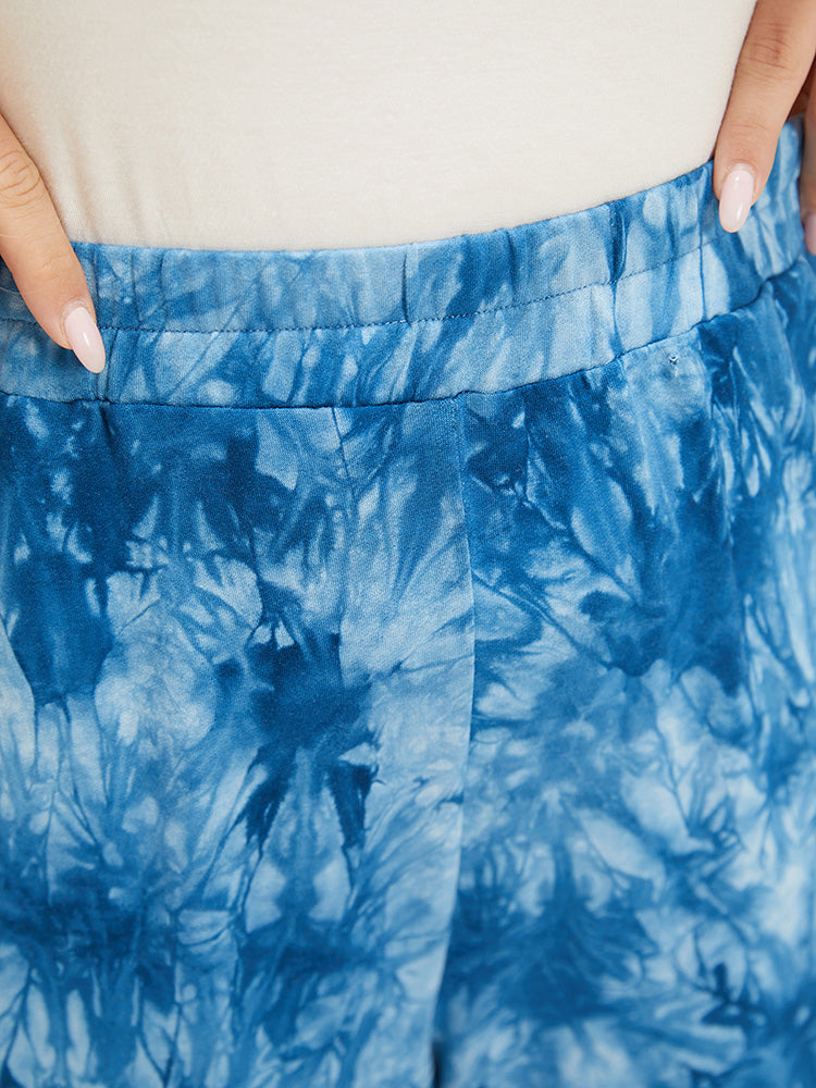 Tie Dye Pocket Cut Out Knotted Hem Pants