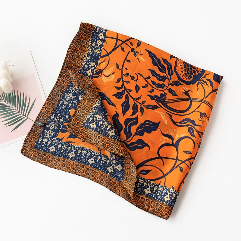 Women's Sweet Color Block Polyester Printing Silk Scarf