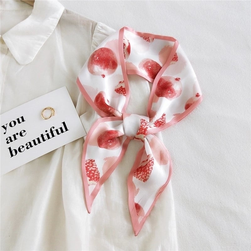 Fruit Printing Ribbon Silk Scarf