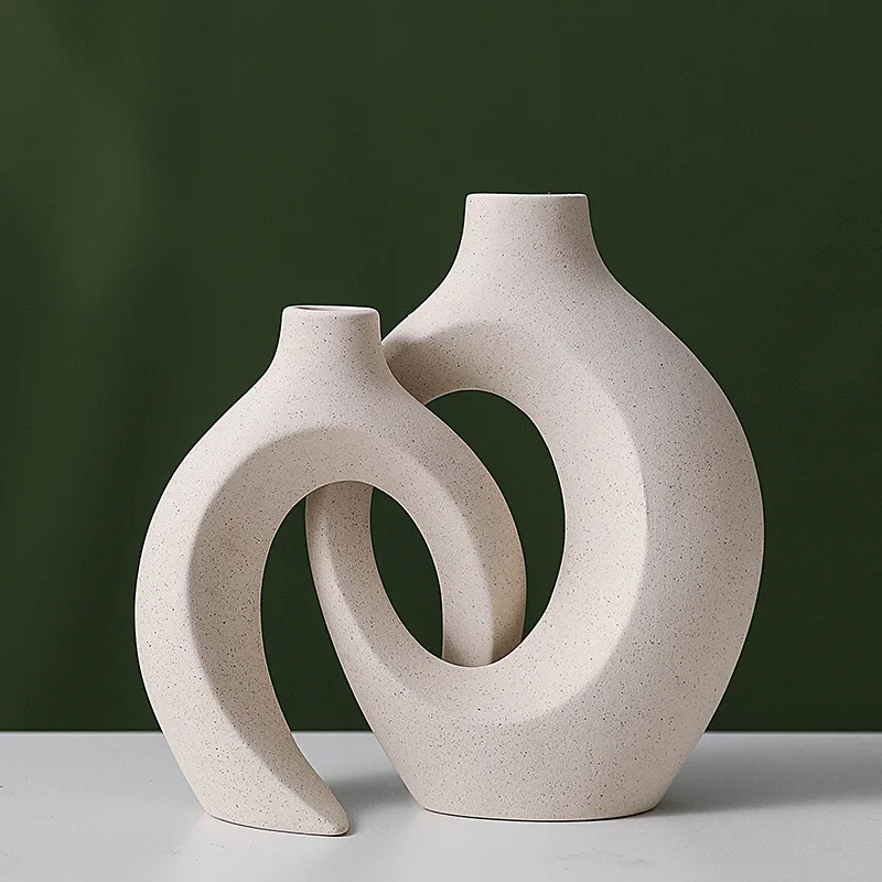 Hot selling natural dry flower vase Nordic minimalist modern home decoration bouquet unglazed pottery vase set