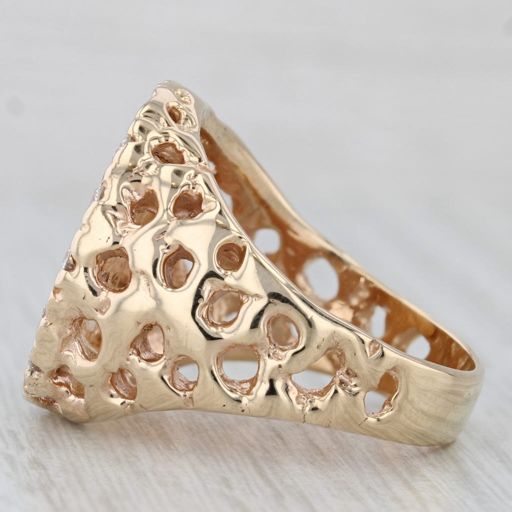 0.43ctw Diamond Halo American Indian 2.50 1929 Coin Ring 14k 900 Gold Size 11.25