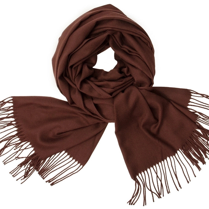 Women's Minimalist Tassel Solid Color Imitation Cashmere Scarf