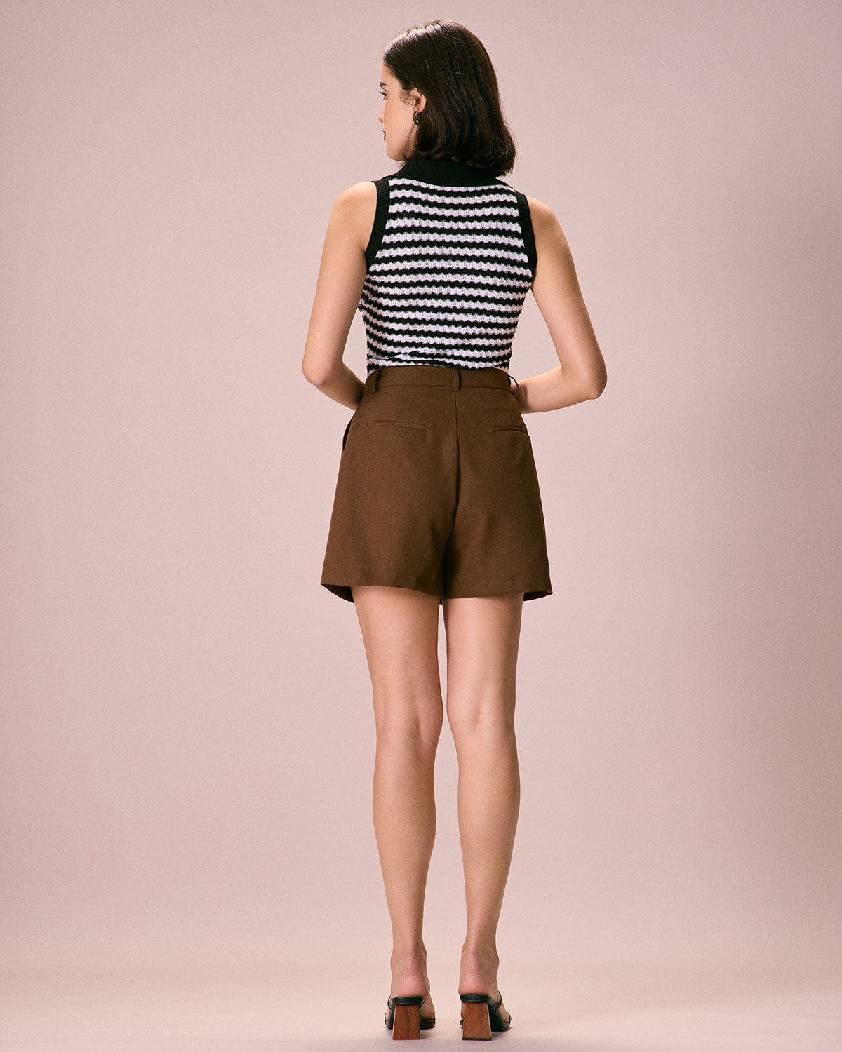 The Black Collared Striped Knit Tank Top