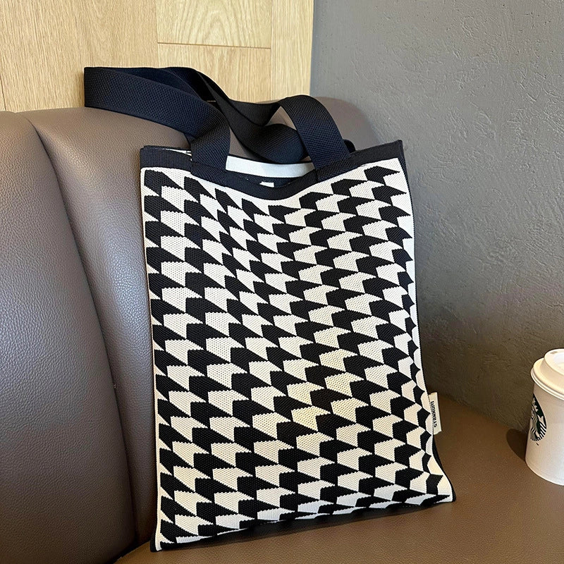 New Cartoon Sheep Knitted Shoulder Bag Women's High-grade Large Capacity Niche Casual Hand Bag Messenger Bag