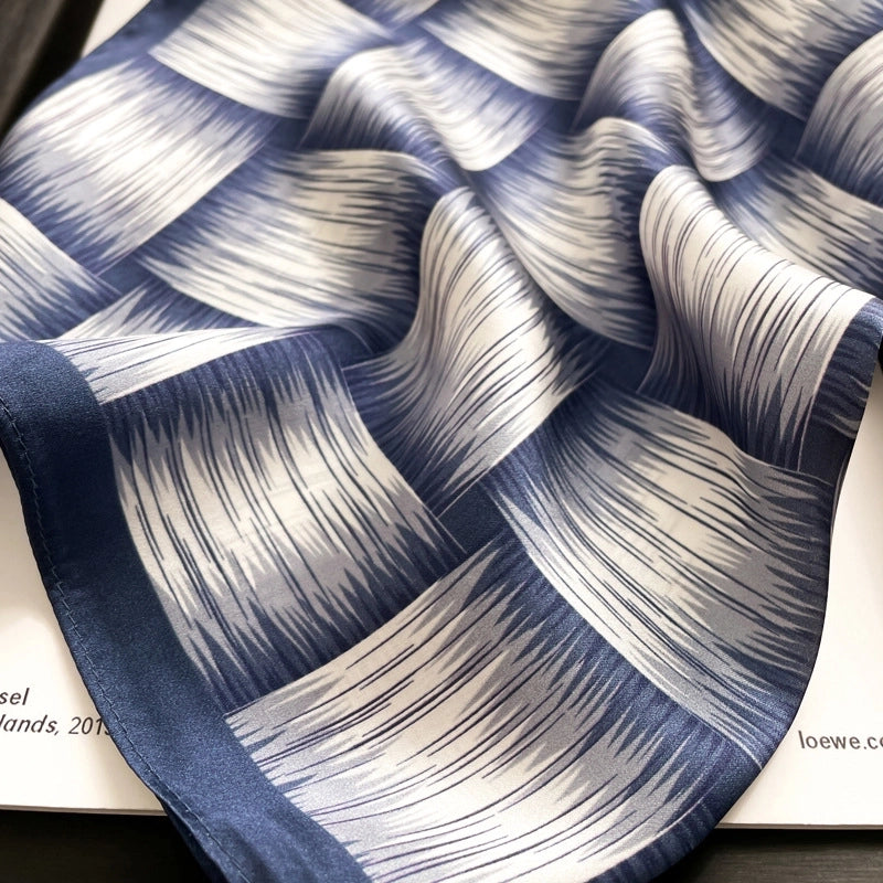 Women's Minimalist Color Block Silk Printing Silk Scarf