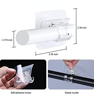 Self Adhesive Curtain Rod Bracket. Transparent No Drill Fixing Rod Holder (Pack of 3)