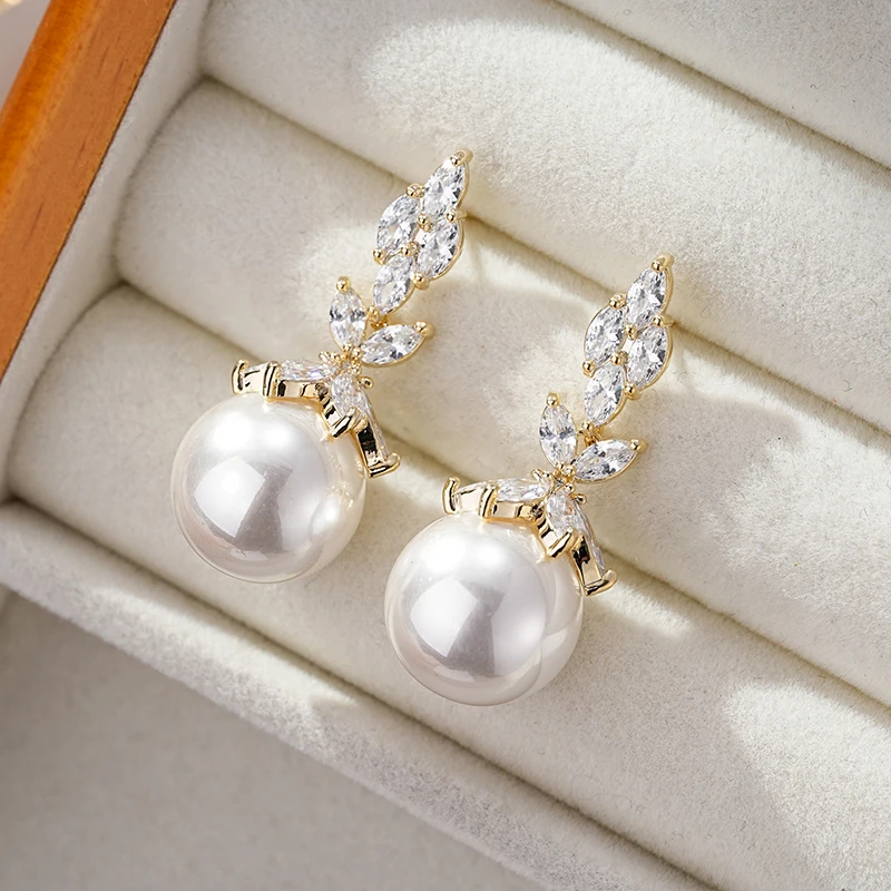 SENYU Custom Fashion Awl Shape Design Ball Pearl Earring for Women Trendy Girls Party Jewelry Gifts Drop Earring 2024 New