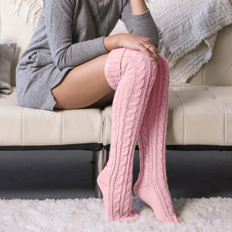 Twist Mid-Length Over The Knee Pile Wool Socks