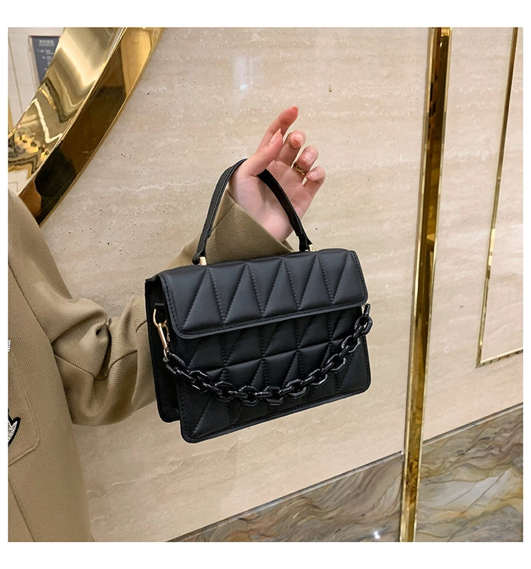 Women's Medium Pu Leather Solid Color Streetwear Square Flip Cover Crossbody Bag