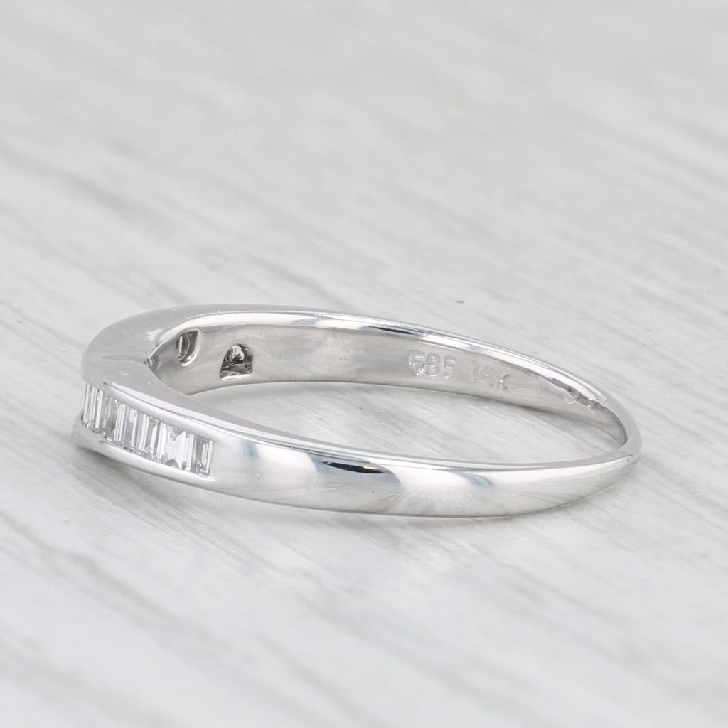 0.25ctw Diamond Contoured Wedding Ring 14k White Gold Size 5.75 Stackable