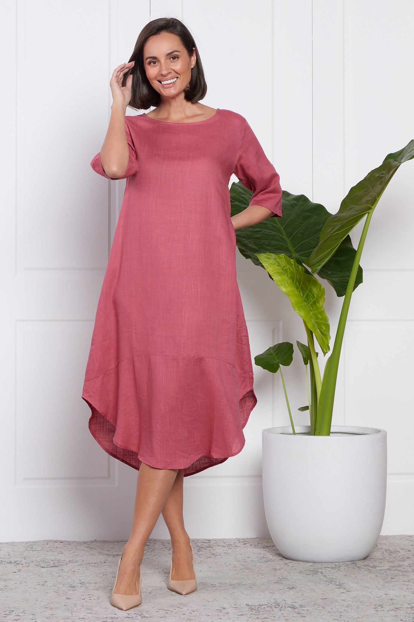 Liorra Linen Dress - Rose