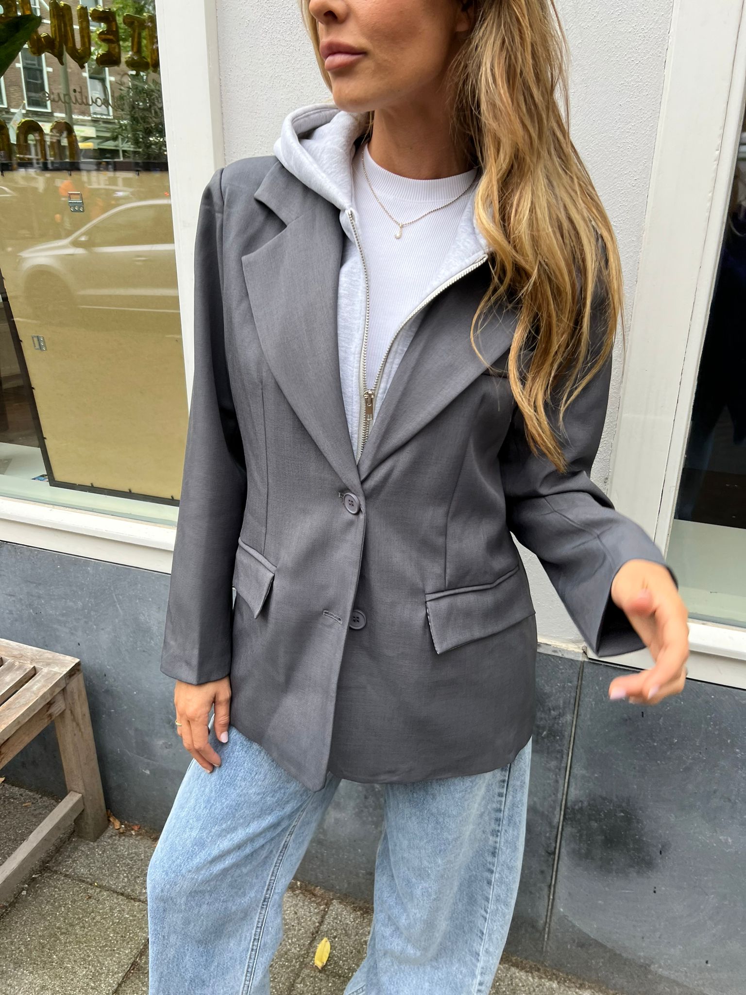 Hoodie Blazer Grey