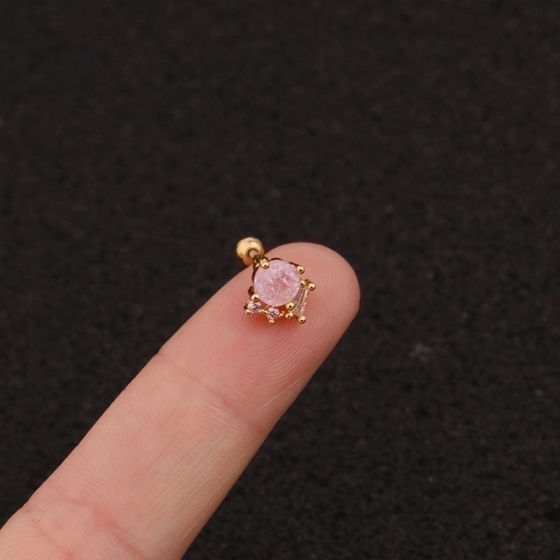 Ear Cartilage Rings & Studs 316L Stainless Steel  Copper Inlaid Zircon Zircon