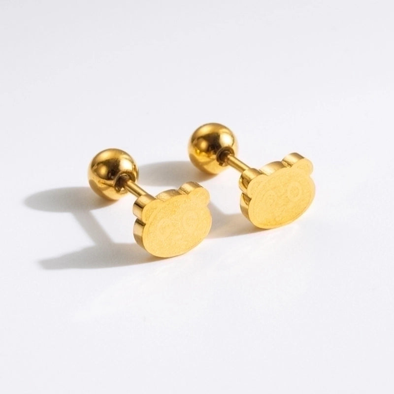 1 Pair Commute Rabbit Heart Shape Crown 304 Stainless Steel 18K Gold Plated Ear Studs